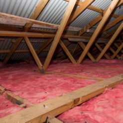 Photo of Pink Batts Insulation installed in an existing ceiling. Buy retrofit insulation cheap online.